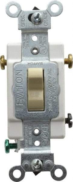 Leviton - 3 Pole, 120 to 277 VAC, 20 Amp, Commercial Grade, Toggle, Wall and Dimmer Light Switch - 1.31 Inch Wide x 4.06 Inch High - Industrial Tool & Supply