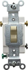 Leviton - 3 Pole, 120 to 277 VAC, 20 Amp, Commercial Grade, Toggle, Wall and Dimmer Light Switch - 1.31 Inch Wide x 4.06 Inch High - Industrial Tool & Supply