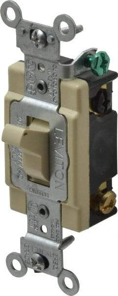Leviton - 4 Pole, 120 to 277 VAC, 20 Amp, Commercial Grade, Toggle, Wall and Dimmer Light Switch - 1.31 Inch Wide x 4.06 Inch High - Industrial Tool & Supply