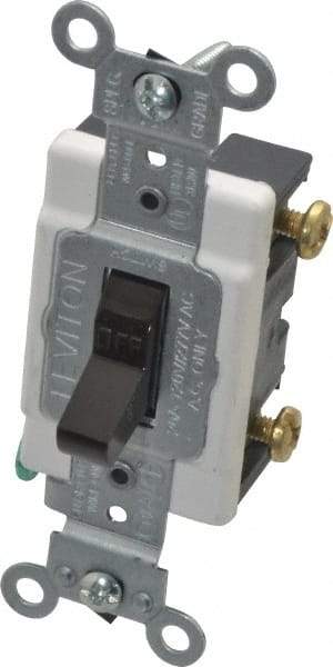 Leviton - 1 Pole, 120 to 277 VAC, 20 Amp, Commercial Grade, Toggle, Wall and Dimmer Light Switch - 1.31 Inch Wide x 4.06 Inch High - Industrial Tool & Supply