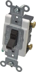 Leviton - 1 Pole, 120 to 277 VAC, 20 Amp, Commercial Grade, Toggle, Wall and Dimmer Light Switch - 1.31 Inch Wide x 4.06 Inch High - Industrial Tool & Supply