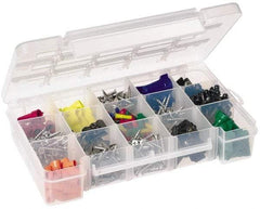 Akro-Mils - 7" Wide x 11" High x 2-3/8" Deep, Small Parts Storage Case - Clarified Polypropylene Frame, 3 to 15 Compartments, 2" Wide x 2-1/8 to 10-3/16" High x 2" Deep Bin - Industrial Tool & Supply