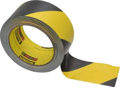 3M - Black & Yellow Striped Vinyl Tape - 2" Wide x 108' Long x 5.4 mil Thick, General Traffic - Industrial Tool & Supply