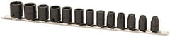 Proto - 13 Piece 1/4" Drive Impact Socket Set - 6 Points, 4mm to 10mm Range, Metric Measurement Standard - Industrial Tool & Supply