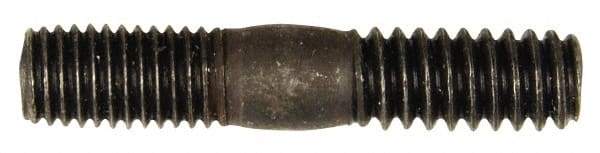 Dorman - 1/4-28 Long Thread, 1/4-20 Short Thread, 1-1/4" OAL Unequal Double Threaded Stud - Steel, Black Oxide Finish, 1/2" Long Thread Length, 1/2" Short Thread Length - Industrial Tool & Supply
