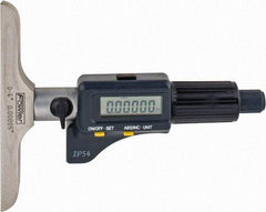 Fowler - 0 to 150mm Range, 4" Base Length, 6 Rods, Friction Thimble, Electronic Depth Micrometer - IP54, 0.00005" Resolution, 0.176" Rod Diam, 357 Battery, Data Output - Industrial Tool & Supply