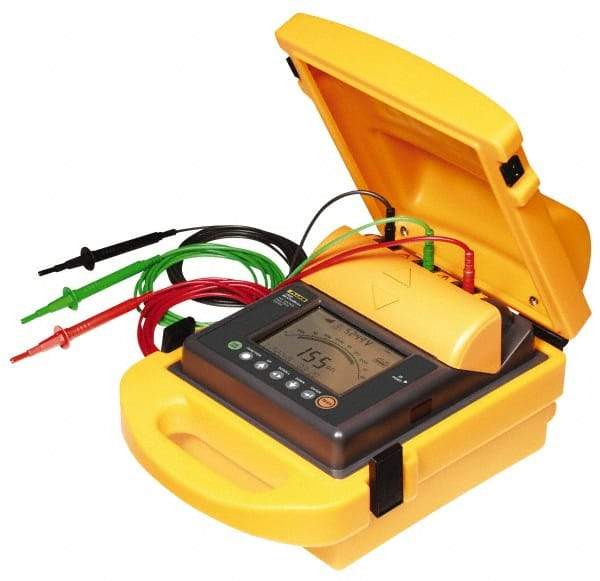 Fluke - Digital LCD Display, 2,000,000 Megohm Electrical Insulation Resistance Tester & Megohmmeter - 5,000 VDC Max Test Voltage, Powered by 12V Lead-Acid Battery - Industrial Tool & Supply