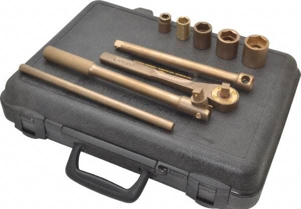 Ampco - 9 Piece 1/2" Drive Socket Set - 6 Points, 1/2" to 1-1/4" Range, Inch Measurement Standard - Industrial Tool & Supply