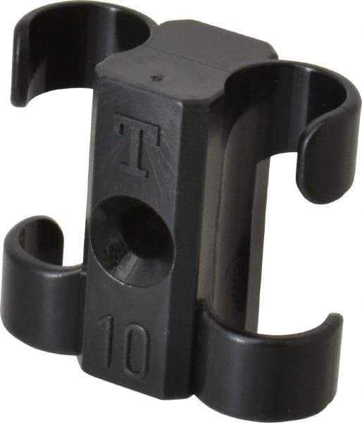 Midwest Control - 3/8 to 1/2 Hose OD, Multitube Holder - Black, 2 Slots, 1.1" OAL, 0.16" Mounting Hole, For Use With Tubes, Wires, Hose & Pipe - Industrial Tool & Supply