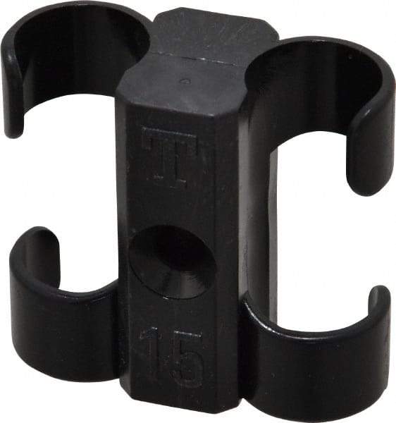Midwest Control - 5/8 to 3/4 Hose OD, Multitube Holder - Black, 2 Slots, 1.61" OAL, 0.2" Mounting Hole, For Use With Tubes, Wires, Hose & Pipe - Industrial Tool & Supply