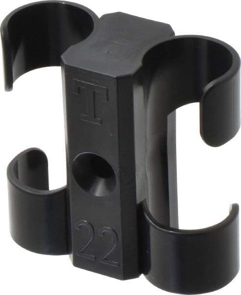 Midwest Control - 7/8 to 1 Hose OD, Multitube Holder - Black, 2 Slots, 2.4" OAL, 1/4" Mounting Hole, For Use With Tubes, Wires, Hose & Pipe - Industrial Tool & Supply