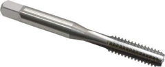 OSG - 1/4-20 UNC 2B 4 Flute Bright Finish High Speed Steel Straight Flute Standard Hand Tap - Bottoming, Right Hand Thread, 2-1/2" OAL, 1" Thread Length, H5 Limit, Oversize - Exact Industrial Supply