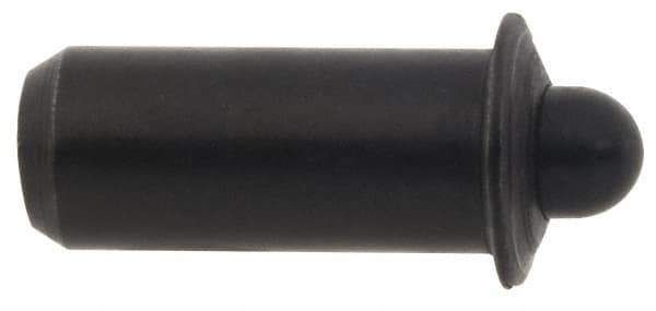 Vlier - 1.1" Body Len x 1/2" Body Diam, 0.332" Plunger Diam, 4 Lb Init to 9 Lb Final End Force, 1.1" Len Under Flange, Steel Press Fit Spring Plunger - 11/16" Flange Diam, 0.134" Flange Thickness, 1.234" Plunger Len, 1/4" Plunger Projection - Industrial Tool & Supply