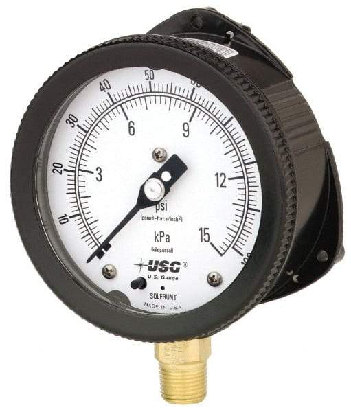 Ametek - 6" Dial, 1/2 Thread, 0-300 Scale Range, Pressure Gauge - Lower Connection Mount, Accurate to 0.5% of Scale - Industrial Tool & Supply