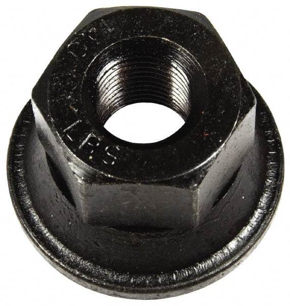Dorman - 9/16-18 Black Oil Quench Finish Flanged Wheel Nut - 1-1/16" Hex, 1" OAL, 1.6 Diam Flange Seat Angle - Industrial Tool & Supply