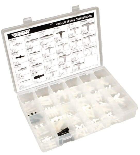 Dorman - 115 Piece, 1/8 to 5/16" Vacuum Tees & Connectors - Plastic - Industrial Tool & Supply