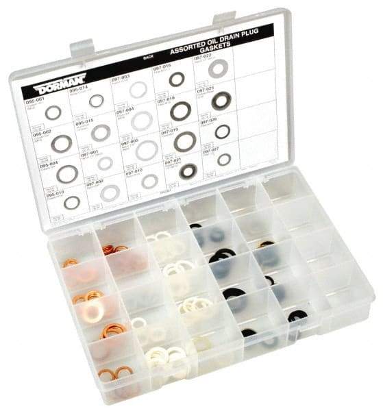 Dorman - 115 Piece, 1/2 to 7/8" Oil Drain Plug Gaskets - Copper, Aluminum, Nylon, Fiber, Rubber/Metal - Industrial Tool & Supply