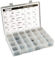 Dorman - 260 Piece E Style External Retaining Ring, Hair Pin Clip, Spring Pin & Woodruff Key Assortment - Spring Steel - Industrial Tool & Supply