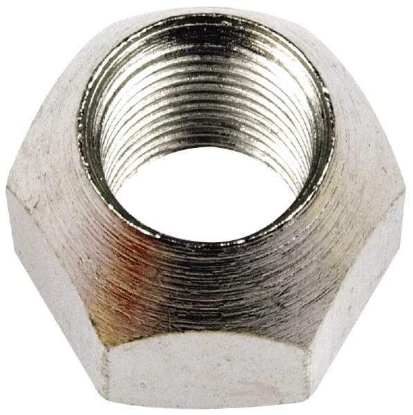 Dorman - 9/16-18 Zinc Finish Open Wheel Nut - 7/8" Hex, 3/4" OAL, 60° Seat Angle - Industrial Tool & Supply