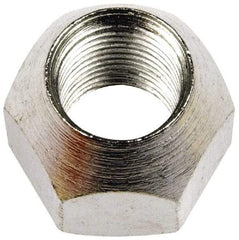 Dorman - 9/16-18 Zinc Finish Open Wheel Nut - 7/8" Hex, 3/4" OAL, 60° Seat Angle - Industrial Tool & Supply