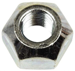 Dorman - 9/16-18 Zinc Finish Open Wheel Nut - 1-1/16" Hex, 21/32" OAL, 90° Seat Angle - Industrial Tool & Supply