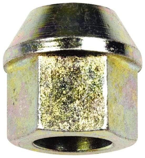 Dorman - 1/2-20 Zinc Finish Open Wheel Nut - 13/16" Hex, 15/16" OAL, 60° Seat Angle - Industrial Tool & Supply