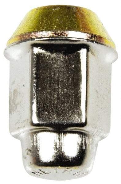Dorman - M12-1.5 Stainless Finish Capped Wheel Nut - 19mm Hex, 36mm OAL, 60° Seat Angle - Industrial Tool & Supply