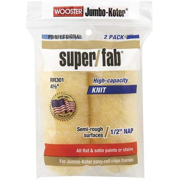 Wooster Brush - 1/2" Nap, 4-1/2" Wide Paint General Purpose Roller Cover - Smooth Texture, Fabric - Industrial Tool & Supply