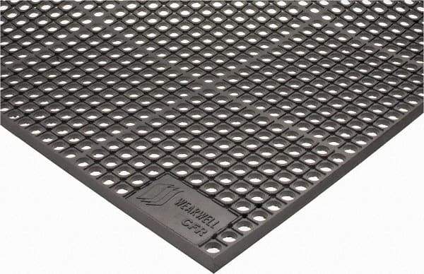Wearwell - 5' Long x 3' Wide, Dry/Wet Environment, Anti-Fatigue Matting - Gray, CFR Rubber with Rubber Base, Beveled on 4 Sides - Industrial Tool & Supply