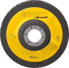 Superior Abrasives - 4-1/2" Very Coarse Grade Silicon Carbide Deburring Disc - 7/8" Center Hole, Arbor Connection, 11,000 Max RPM - Industrial Tool & Supply