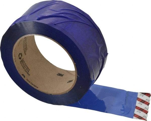 3M - 2" x 110 Yd Blue Rubber Adhesive Sealing Tape - Polypropylene Film Backing, 1.9 mil Thick, 44 Lb Tensile Strength, Series 371 - Industrial Tool & Supply