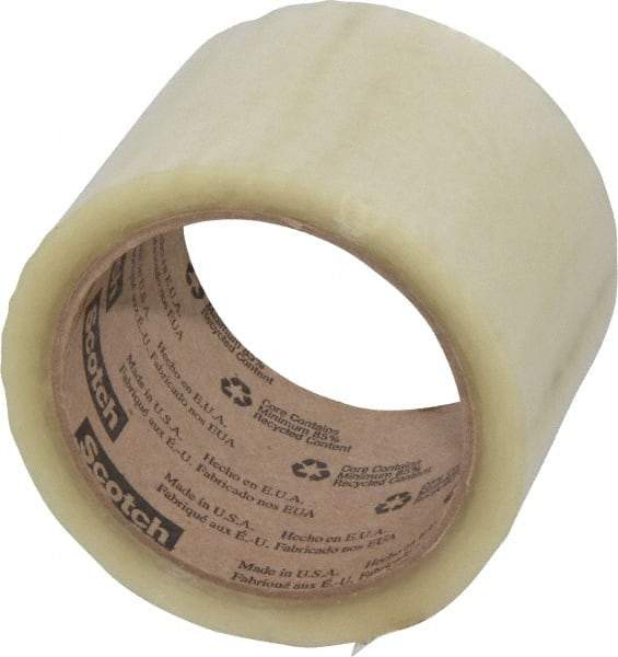 3M - 3" x 55 Yd Clear Rubber Adhesive Sealing Tape - Polypropylene Film Backing, 1.9 mil Thick, 44 Lb Tensile Strength, Series 371 - Industrial Tool & Supply