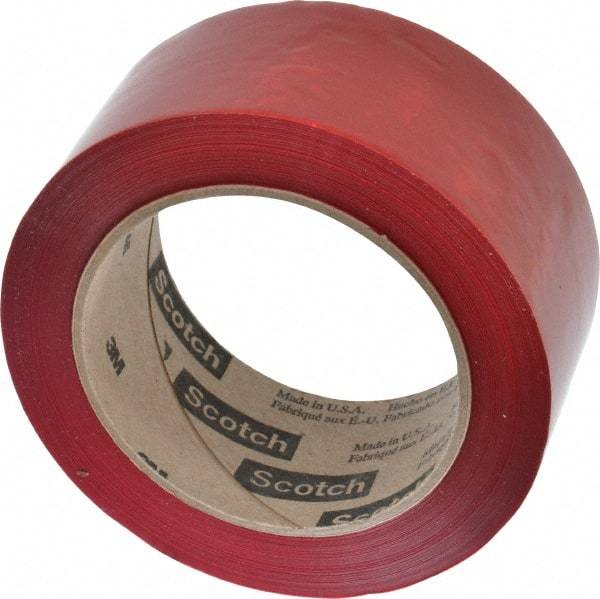 3M - 2" x 110 Yd Red Rubber Adhesive Sealing Tape - Polypropylene Film Backing, 1.9 mil Thick, 44 Lb Tensile Strength, Series 371 - Industrial Tool & Supply