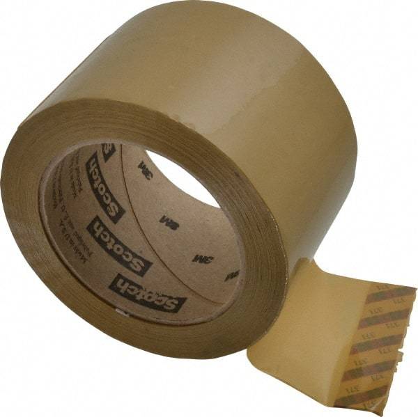 3M - 3" x 110 Yd Natural (Color) Rubber Adhesive Sealing Tape - Polypropylene Film Backing, 1.9 mil Thick, 44 Lb Tensile Strength, Series 371 - Industrial Tool & Supply