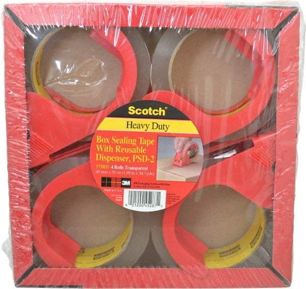 3M - 2" x 55 Yd Clear Rubber Adhesive Sealing Tape - Polypropylene Film Backing, 3.1 mil Thick, 35 Lb Tensile Strength, Series PSD2 - Industrial Tool & Supply