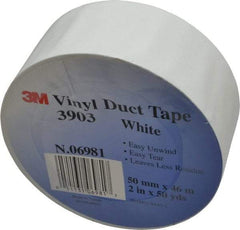 3M - 2" x 50 Yds White Duct Tape - 6.5 mil, Rubber Adhesive, Vinyl Backing, 12.6 Lb/ln Tensile Strength, 200°F Max, Series 3903 - Industrial Tool & Supply