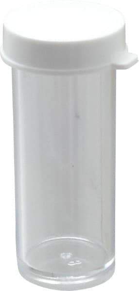 Dynalon Labware - 3 Drams Vial - Polystyrene, Clear, 1-7/8" High x 3/4" Diam, 3/4" Cap - Industrial Tool & Supply