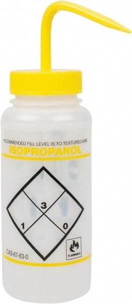 Bel-Art - 16 oz Safety Wash Bottle - Polyethylene, Yellow, 43mm Cap - Industrial Tool & Supply