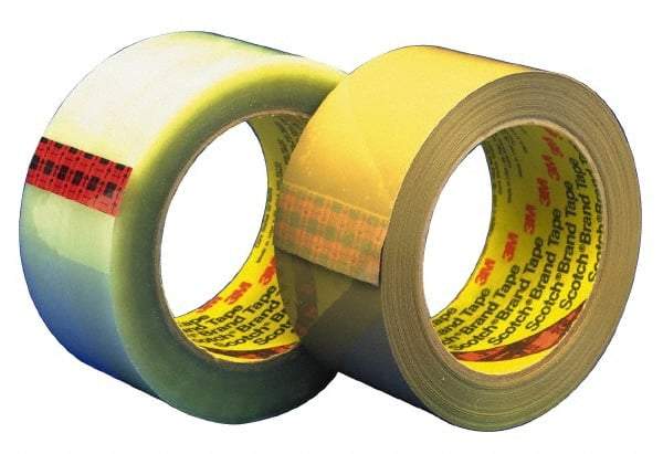 3M - 2" x 55 Yd Clear Hot Melt Adhesive Sealing Tape - Polypropylene Film Backing, 3.1 mil Thick - Industrial Tool & Supply