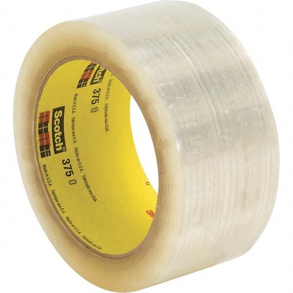 3M - 2" x 55 Yd Clear Rubber Adhesive Sealing Tape - Polypropylene Film Backing, 3.1 mil Thick, 70 Lb Tensile Strength, Series 375 - Industrial Tool & Supply