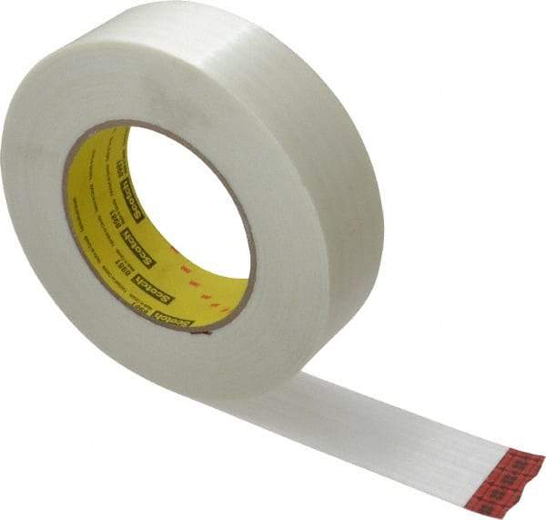 3M - 1-1/2" x 60 Yd Clear Rubber Adhesive Packaging Tape - Polypropylene Film Backing, 6.6 mil Thick, 380 Lb Tensile Strength, Series 8981 - Industrial Tool & Supply