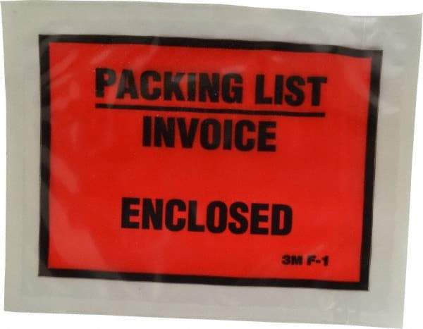 3M - 1,000 Piece, 5-1/2" Long x 4-1/2" Wide, Envelope - Packing List/Invoice Enclosed, Orange Full Faced - Industrial Tool & Supply