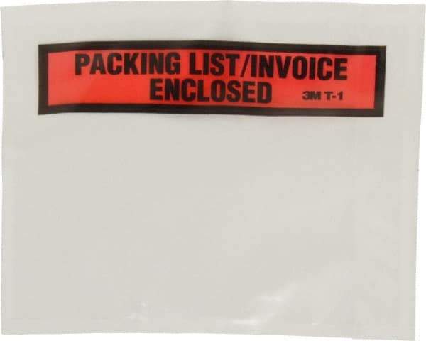 3M - 1,000 Piece, 5-1/2" Long x 4-1/2" Wide, Envelope - Packing List/Invoice Enclosed, Orange Top Border - Industrial Tool & Supply