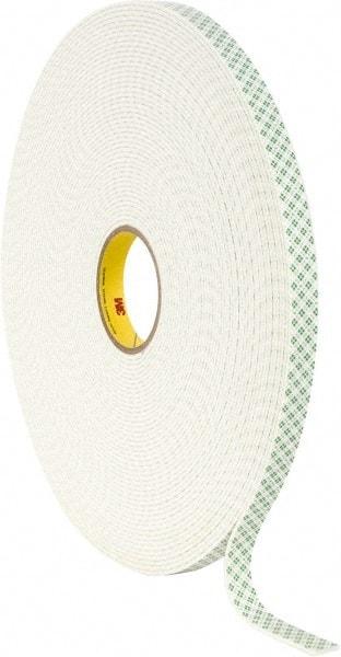 3M - 3/4" x 36 Yd Acrylic Adhesive Double Sided Tape - 1/8" Thick, Off-White, Urethane Foam Liner, Continuous Roll, Series 4008 - Industrial Tool & Supply