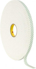 3M - 3/4" x 36 Yd Acrylic Adhesive Double Sided Tape - 1/8" Thick, Off-White, Urethane Foam Liner, Continuous Roll, Series 4008 - Industrial Tool & Supply