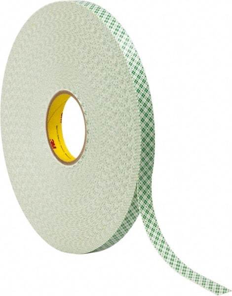 3M - 3/4" x 72 Yd Acrylic Adhesive Double Sided Tape - 1/32" Thick, Off-White, Urethane Foam Liner, Continuous Roll, Series 4032 - Industrial Tool & Supply