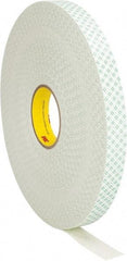 3M - 1" x 72 Yd Acrylic Adhesive Double Sided Tape - 1/32" Thick, Off-White, Urethane Foam Liner, Continuous Roll, Series 4032 - Industrial Tool & Supply