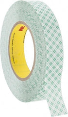 3M - 1" x 36 Yd Rubber Adhesive Double Sided Tape - 9 mil Thick, White, Polyethylene Film Liner, Continuous Roll, Series 9589 - Industrial Tool & Supply