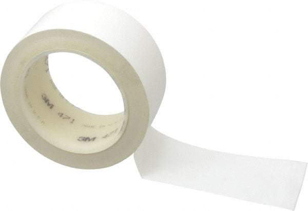 3M - White Solid Color Vinyl Tape - 2" Wide x 108' Long x 5.2 mil Thick, General Traffic - Industrial Tool & Supply