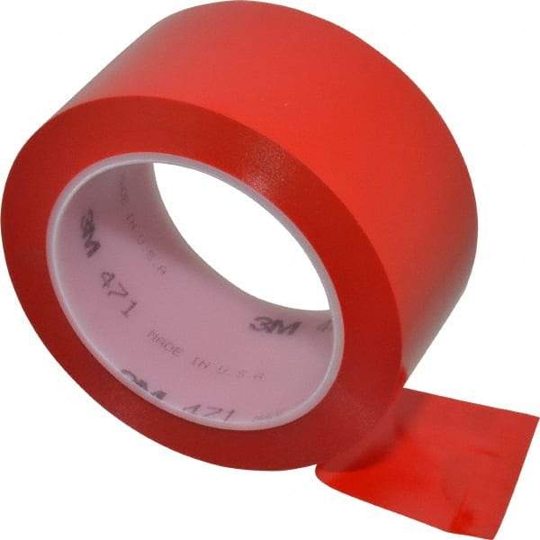 3M - Red Solid Color Vinyl Tape - 2" Wide x 108' Long x 5.2 mil Thick, General Traffic - Industrial Tool & Supply